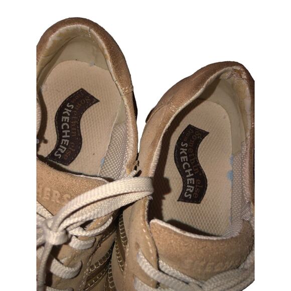 Skechers Somethin'‎ Else Womens Size 8.5 Tan Beige Suede Leather Lace Up Shoes - Picture 4 of 13